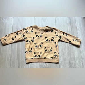 H&M Panda Camel Color Novelty Print Sweatshirt Fall Winter 9-12 Months